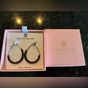 House of Harlow 1960 Silver and Brown Teardrop Earrings